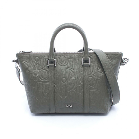 Dior Weekender 25 Gravity 肩背斜背包，卡其色皮革，二手