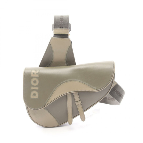 Dior 馬鞍包 腰包 斜背包 皮革 卡其色 米色 二手 男女通用 Logo
