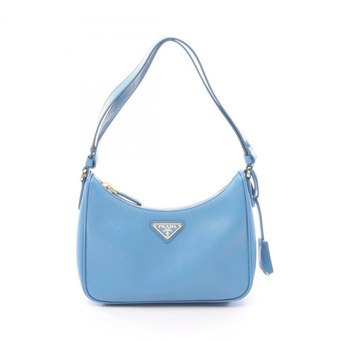 PRADA 2005 復刻版迷你單肩包 1N204W Saffiano 皮革 藍色 二手 女士
