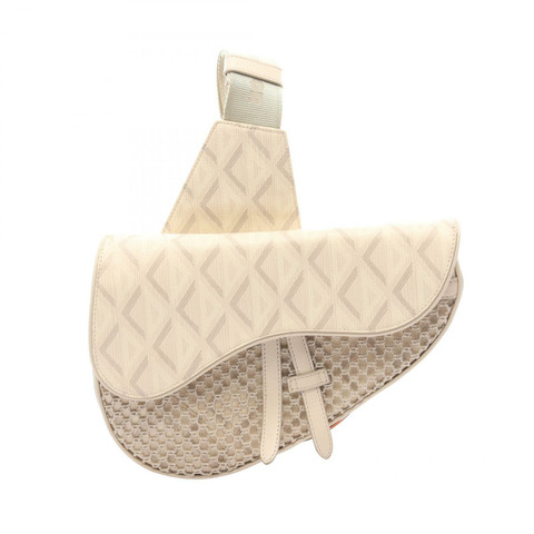 Dior Nautic Saddle CD 鑽石腰包斜背包帆布皮革米色二手