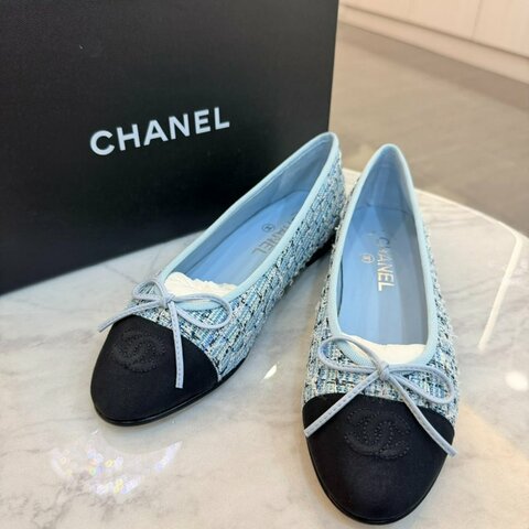 *SHIHNA名牌精品* CHANEL 藍黑拼接芭蕾舞鞋 (38碼)