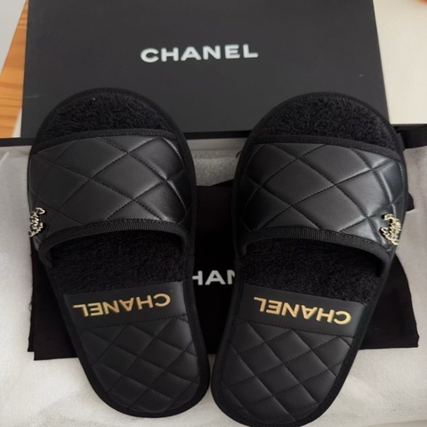 【全新品】chanel香奈兒黑色菱格拖鞋 適合38 39 腳 m碼