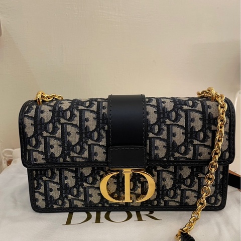 DIOR 藍提花蒙田MINI斜背包橫式