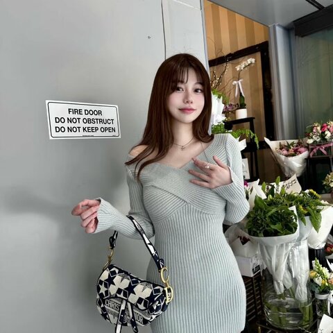 DIOR 馬鞍帆布包 白色拼藍色 25.5*20*6.5cm 98新配件塵袋