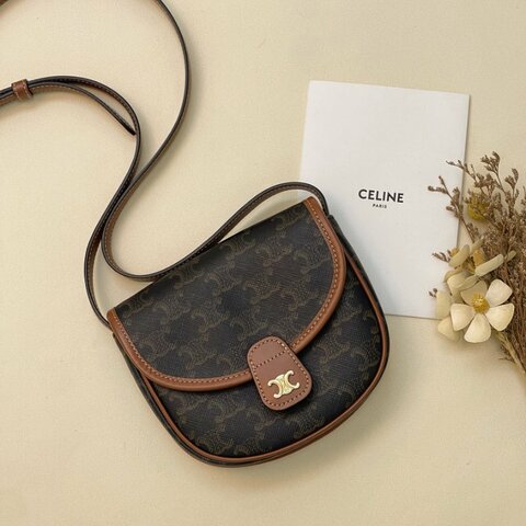 CELINE 凱旋門老花迷你馬鞍包