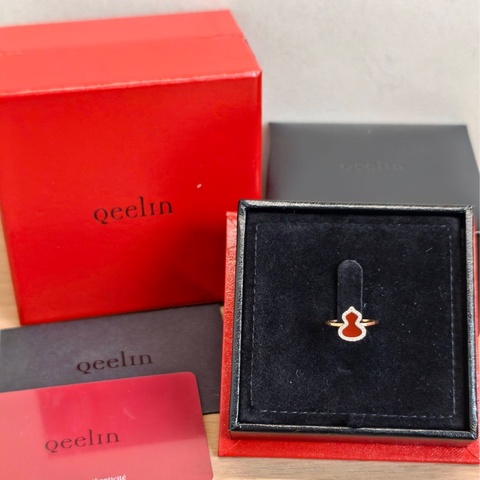 Qeelin麒麟 紅葫蘆鑽石戒指 49碼 18K玫瑰金