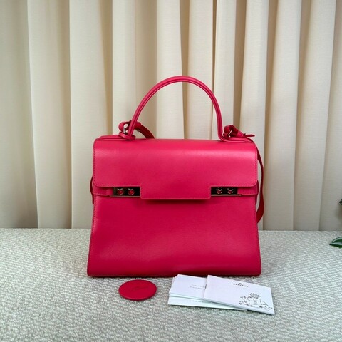 Delvaux Tempete 可拆卸可調節肩帶金屬配件 小牛皮 粉色