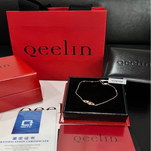 閒置新 全套 Qeelin麒麟 Wulu系列 葫蘆手鍊 玫瑰金