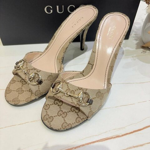 GUCCI GG 帆布 女士馬銜扣拖鞋
