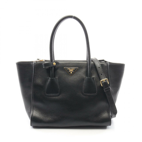 PRADA GLACE 小牛皮雙肩手提包 1BG625 黑色二手女士