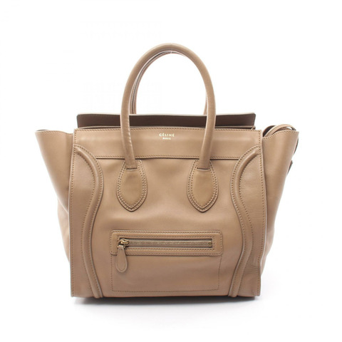 CELINE Luggage迷你購物手提包 165213 棕色皮革 二手 女士