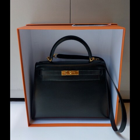 Hermes 金釦黑box 皮凱莉包 Kelly 28