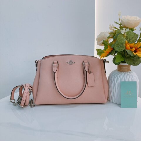 MS0762 Coach 蔻馳 手提 斜背 三用 硬牛皮 粉色 銀扣 Sage Carryall Mini Calfskin Pink x PHW