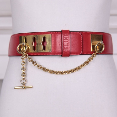 Celine 红金链条宽腰带