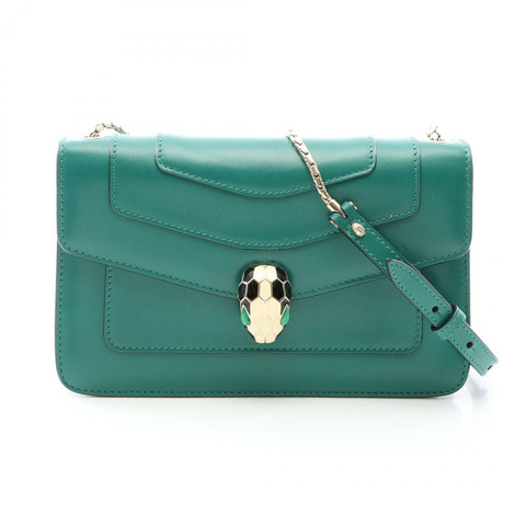 寶格麗 Serpenti Forever 鏈條斜背包 38065 皮革 綠色 二手