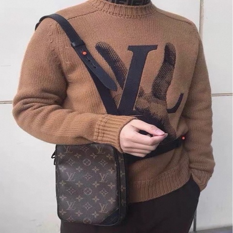 LV 19ss老花配色拼皮Utility side工裝包 秀款