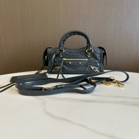 巴黎世家/Balenciaga   迷你大象灰機車包深灰色羊皮  mini機車包 好價