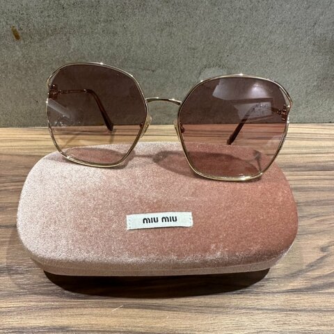 Miu Miu 金屬不規則大框太陽眼鏡（MU52W）5AK-06S 太陽眼鏡
