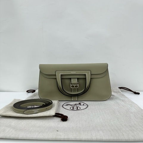 Hermes 愛馬仕 mini halzan 哈喇子 鼠尾草綠 銀扣 X刻