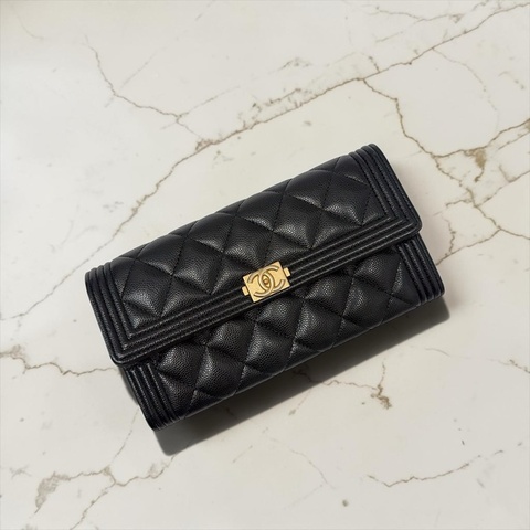 莉亞精品♡ Chanel A80286 Boy長夾二手美包