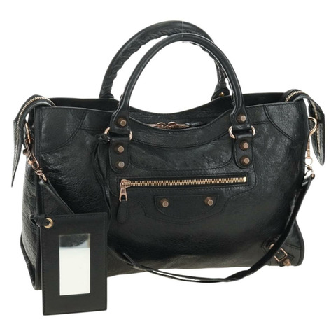 BALENCIAGA Giant City Bag 皮革雙肩包 黑色 金色 281770 正品 yk20502SAM
