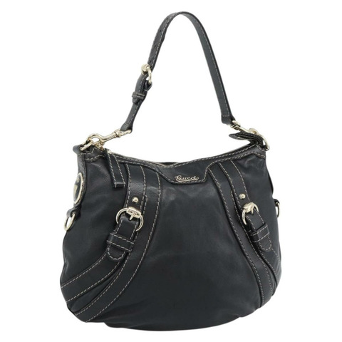 GUCCI 黑色金色皮革單肩包 223937 正品 ka4841V