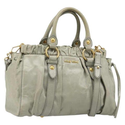 Miu Miu 手提包 皮革 兩用 灰色 金色 正品 yk20560A