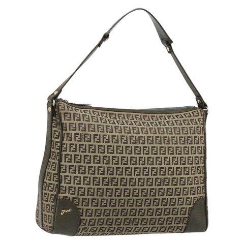 FENDI Zucchino帆布單肩包 米色 金 8BR531 正品 186711V