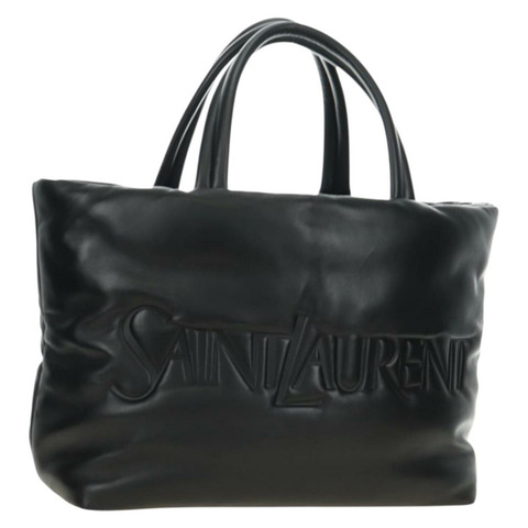 SAINT LAURENT 黑色羊皮托特包，正品，貨號 185833SM