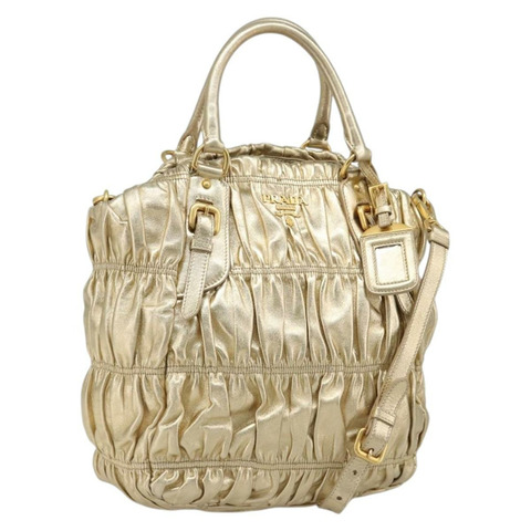 PRADA 手提包 皮革 2way 金色 正品 185803V