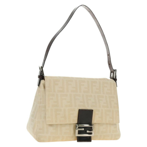 FENDI Zucca 帆布 Mamma Baguette 單肩包米色銀色正品 mr2561M