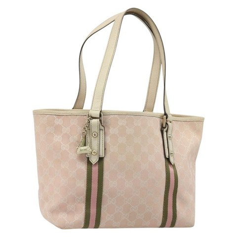 GUCCI GG帆布雪莉系列手提包 粉金配色 137396 Auth mr2550A