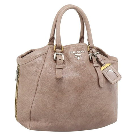 PRADA 手提包 Vittero Dino 皮革 粉紅色 金色 銀色 正品 186426V