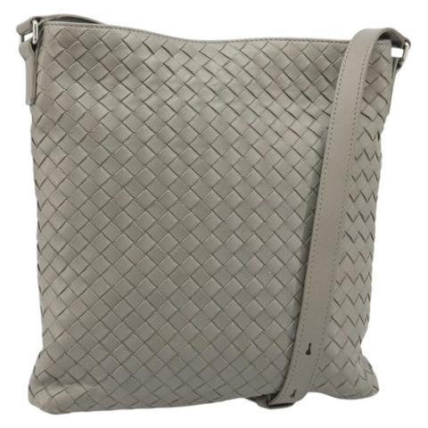 BOTTEGA VENETA INTRECCIATO 單肩包 皮革 灰色 銀色 正品 mr2576A