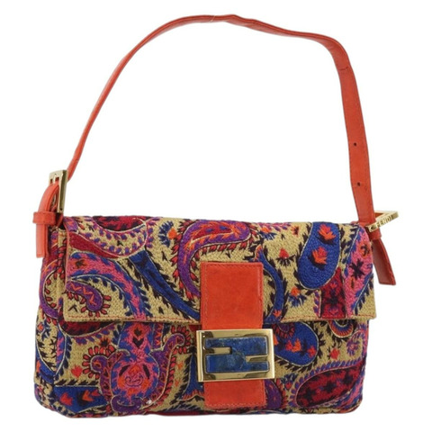 FENDI Mamma Baguette 肩背包 帆布 多色 金色 正品 187450SM