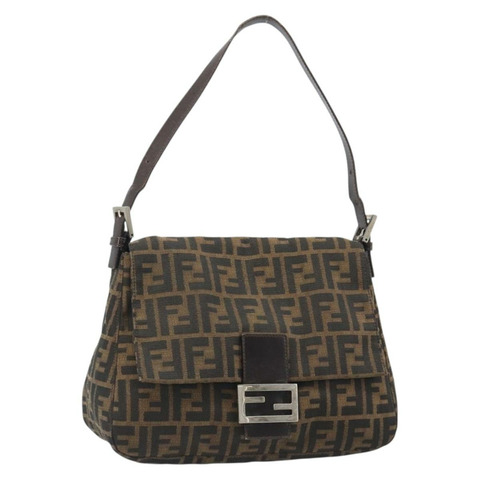 FENDI Zucca帆布Mamma Baguette單肩包 黑色 銀色 棕色 正品 187420V