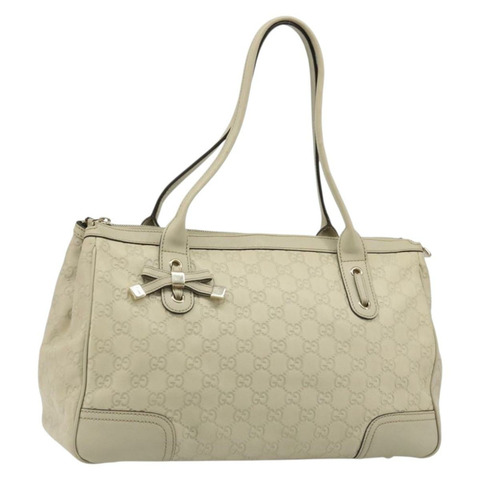 GUCCI GG帆布Guccissima公主包，象牙色/金色皮革款，貨號177052，正品編號186378V