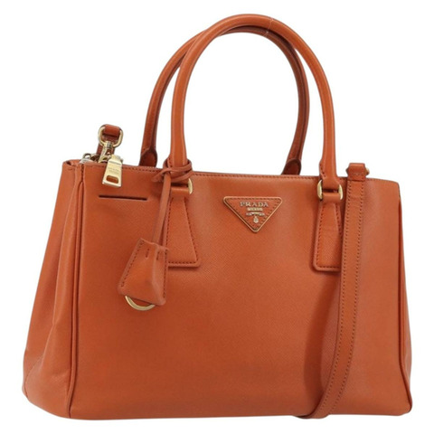 PRADA Galleria 手提包，Safiano 皮革，橙色，兩用，正品，貨號 186384V