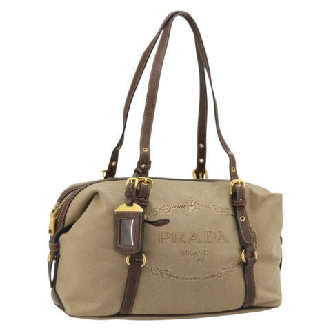 PRADA 肩背包 帆布 米色 正品 188534SAV