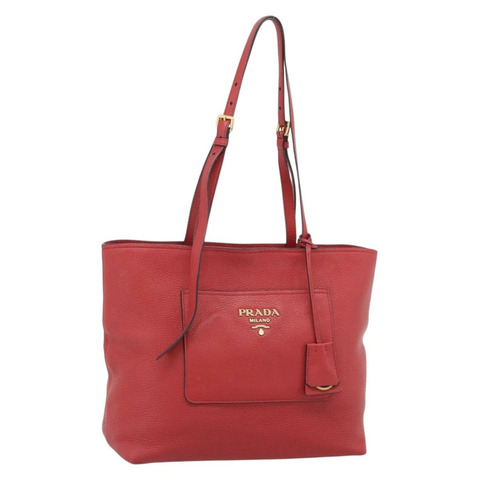 PRADA 紅色真皮手提包，正品 188562A