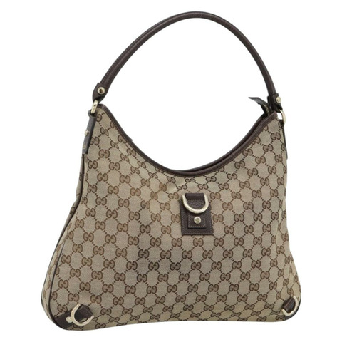 GUCCI GG帆布Abbey單肩包 米色/金色 130737 正品 188855V