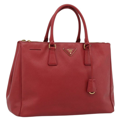 PRADA Galleria 手提包，Saffiano 皮革，紅色，金色，正品，貨號 188852V