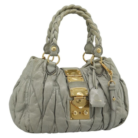 Miu Miu Matelasse 手提包 皮革 2way 灰金 正品 188012V