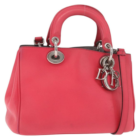 Christian Dior Diorissimo 手提包 皮革 兩用 粉紅色 銀色 正品 bs35672A
