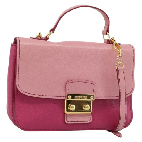 Miu Miu 手提包 皮革 兩用 粉紅金 RN0726 正品 am11972V