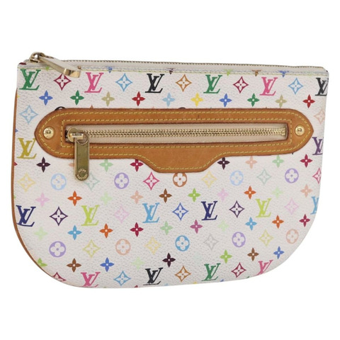 路易威登 Monogram Multicolor Pochette GM 手拿包 白色 M60027 LV Auth 184418A