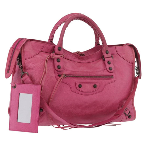 BALENCIAGA The City 手提包 皮革 2way 粉紅色 115748 Auth ka4873SAM