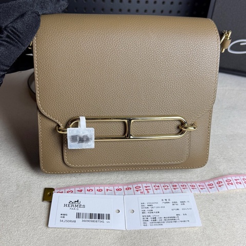 Hermes愛馬仕roulis19豬鼻子包，灰色，金扣