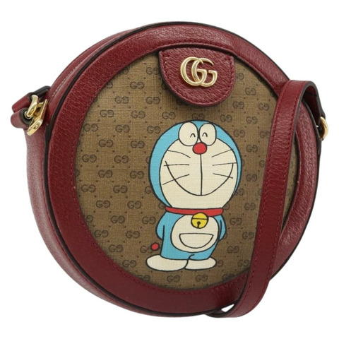 GUCCI Micro GG Supreme Doraemon 聯名手袋 PVC 米色 625216 正品 185736M