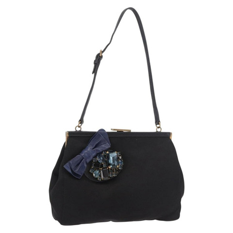Miu Miu 手提包 緞面黑金 正品 187043A